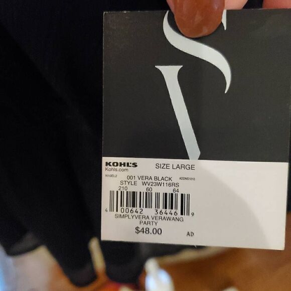 NWT SimplyVera Vera Wang Black Shimmer Faux Wrap Blouse- Size Large - Picture 7 of 10